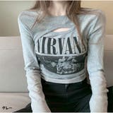 グレー | 長袖Tシャツ ロゴプリント ショート丈Tシャツ レディース | And Kawaii