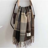 マフラー ボリュームフリンジマフラー チェック柄 韓国ファッション カジュアル | And Kawaii | 詳細画像2 