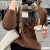 マフラー ボリュームフリンジマフラー チェック柄 韓国ファッション カジュアル | And Kawaii | 詳細画像6 