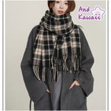 大判マフラー チェック柄 秋冬レディース 暖かい 大人可愛い 羽織り 防寒保温 | And Kawaii | 詳細画像1 