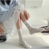 リブ編みソックス リボン付き ガーリー可愛いミドル丈靴下 | And Kawaii | 詳細画像8 