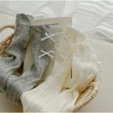 リブ編みソックス リボン付き ガーリー可愛いミドル丈靴下 | And Kawaii | 詳細画像12 