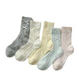 リブ編みソックス リボン付き ガーリー可愛いミドル丈靴下 | And Kawaii | 詳細画像3 