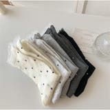 ドット柄リブソックス レース風フリル付き クラシックガーリー靴下 | And Kawaii | 詳細画像5 