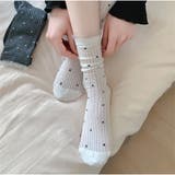 ドット柄リブソックス レース風フリル付き クラシックガーリー靴下 | And Kawaii | 詳細画像13 