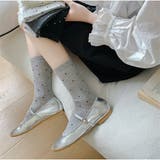 ドット柄リブソックス レース風フリル付き クラシックガーリー靴下 | And Kawaii | 詳細画像3 