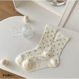 アイボリー | ドット柄リブソックス レース風フリル付き クラシックガーリー靴下 | And Kawaii