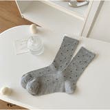 グレー | ドット柄リブソックス レース風フリル付き クラシックガーリー靴下 | And Kawaii