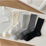 ドット柄リブソックス レース風フリル付き クラシックガーリー靴下 | And Kawaii | 詳細画像4 