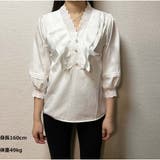 シャツ Vネック 刺繍デザインシャツ 春新作 半袖トップス ブラウス  | And Kawaii | 詳細画像3 