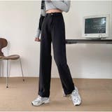 ハイウエストワイドデニムパンツ ストレートデニム ウエストレイヤード風 | And Kawaii | 詳細画像12 