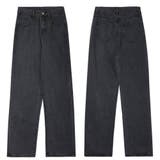 ハイウエストワイドデニムパンツ ストレートデニム ウエストレイヤード風 | And Kawaii | 詳細画像3 