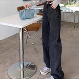 ハイウエストワイドデニムパンツ ストレートデニム ウエストレイヤード風 | And Kawaii | 詳細画像4 