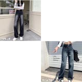 ハイウエストワイドデニムパンツ ストレートデニム ウエストレイヤード風 | And Kawaii | 詳細画像2 