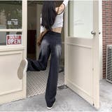 ハイウエストワイドデニムパンツ ストレートデニム ウエストレイヤード風 | And Kawaii | 詳細画像4 