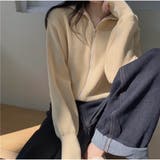 ニットカーディガン ファスナー付き ジップアップニットブルゾン 韓国風 秋冬 | And Kawaii | 詳細画像11 