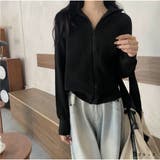 ニットカーディガン ファスナー付き ジップアップニットブルゾン 韓国風 秋冬 | And Kawaii | 詳細画像2 