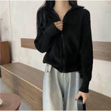 ブラック | ニットカーディガン ファスナー付き ジップアップニットブルゾン 韓国風 秋冬 | And Kawaii