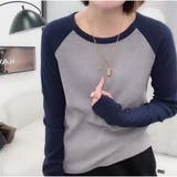 長袖Tシャツ クルーネック 配色長袖ショート丈Tシャツ | And Kawaii | 詳細画像8
