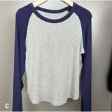 C | 長袖Tシャツ クルーネック 配色長袖ショート丈Tシャツ | And Kawaii