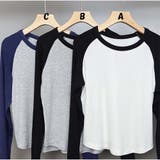 長袖Tシャツ クルーネック 配色長袖ショート丈Tシャツ | And Kawaii | 詳細画像2