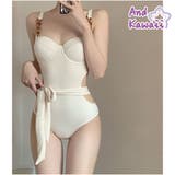 チェーンストラップ カットアウト ワンピース水着 ハイウエスト・美脚デザイン | And Kawaii | 詳細画像1 