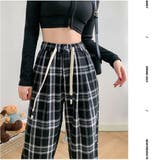 ワイドパンツ ウエストゴム チェックワイドパンツ | And Kawaii | 詳細画像11 