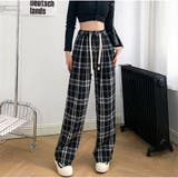 ワイドパンツ ウエストゴム チェックワイドパンツ | And Kawaii | 詳細画像2 