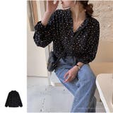 シャツ Vネック ドット柄ゆったり 体型カバー 着痩せカジュアル 美シルエット | And Kawaii | 詳細画像10