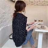シャツ Vネック ドット柄ゆったり 体型カバー 着痩せカジュアル 美シルエット | And Kawaii | 詳細画像11