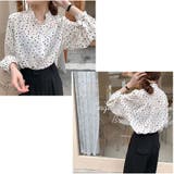 シャツ Vネック ドット柄ゆったり 体型カバー 着痩せカジュアル 美シルエット | And Kawaii | 詳細画像12