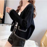 ブラック | カーディガン 秋新作 長袖 無地 柔らかなニット 羽織り Vネック レディース | And Kawaii