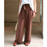 ブラウン | リネンブレンド カシュクール ラップパンツ | andme