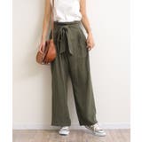 カーキ | リネンブレンド カシュクール ラップパンツ | andme