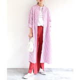 ホワイト×パープル | カラーストライプ バンドカラー ワンピース | andme