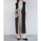 チャコールグレー | フェイクウール ロングジレ レディース | andme