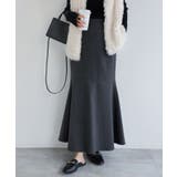 チャコールグレー | フェイクウール 切り替え マーメイドスカート | andme