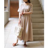 ベージュ | Vネック コットン ワンピース | andme