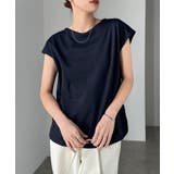 ネイビー | きれいめ ポンチ フレンチスリーブ | andme