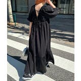 ブラック | シアー チェック ボリューム袖 | andme