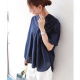 ネイビー | 綿麻 スキッパー シャツ | andme