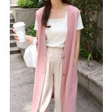 ピンク | 梨地ポンチ ロング ジレ | andme