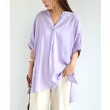 ラベンダー | ブライトシアー 袖ギャザー シャツ | andme