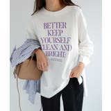 オフホワイト×パープル | コットン天竺 長袖 Tシャツ | andme