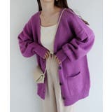 パープル | モヘアタッチ オーバーサイズ 長袖 | andme