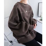 チャコールグレー | 裏毛 配色ステッチ 長袖 | andme