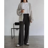 杢チャコールグレー | ストレッチ ピンタック ニット | andme