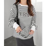 オフホワイト×ブラック | ロゴ ボリューム袖 Tシャツ | andme