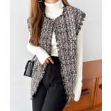 ブラウン系 | ツイード ノーカラー ベスト | andme