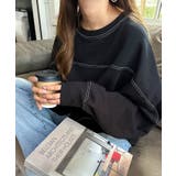 ブラック | 配色ステッチ 裏起毛 スウェット | andme